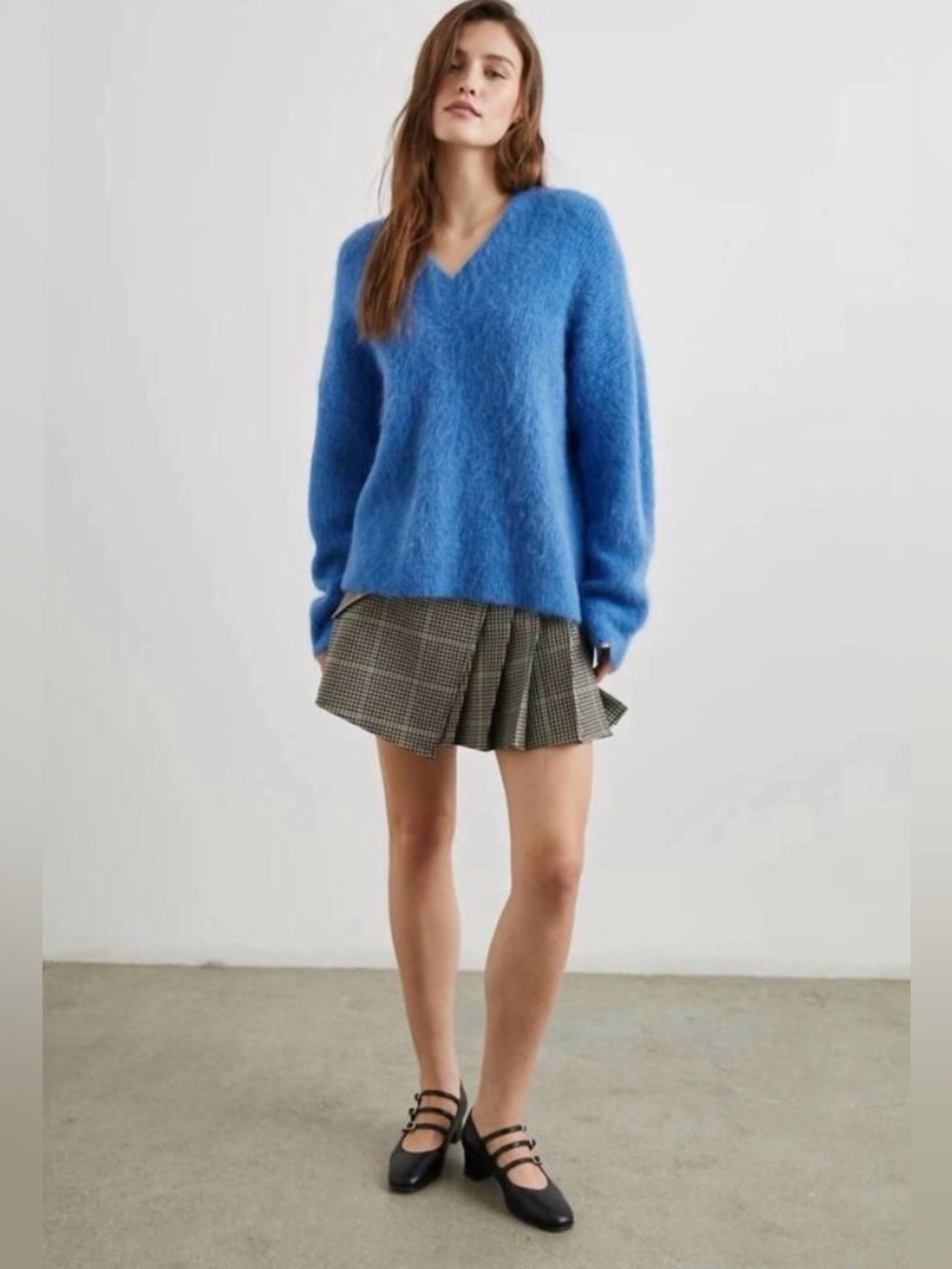 RAILS Jodie Blue V Neck Oversized Ribbed Slouchy Cozy Sweater M Alpaca blend - Picture 1 of 12